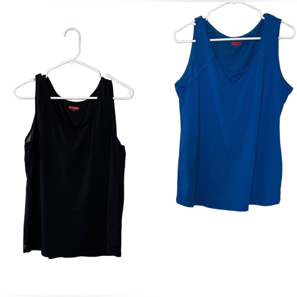 Spanx women’s active tank top set of 2 blue and black size XL